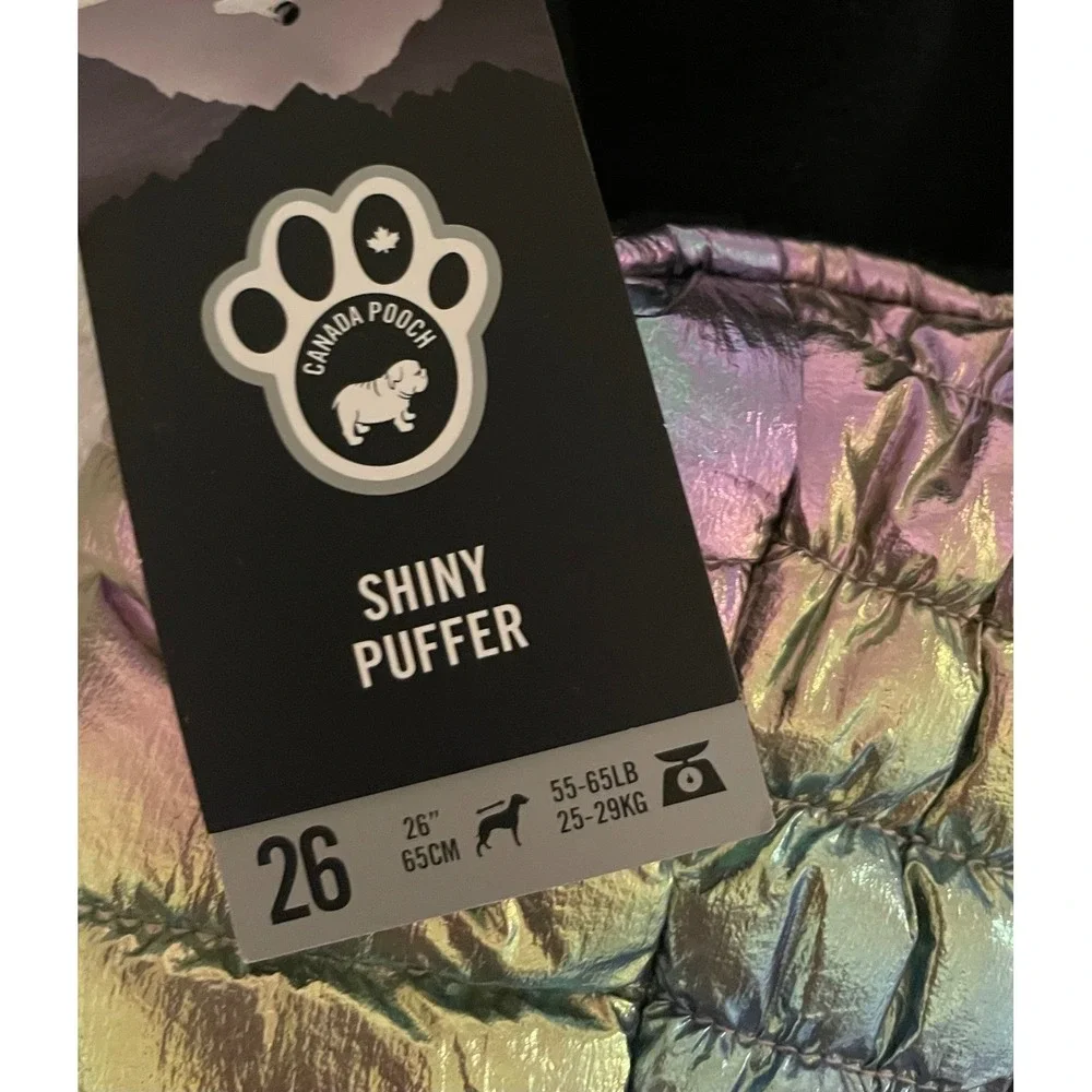 Canada Pooch Shiny Puffer Dog Coat‎ Size 26 Iridescent Winter Pet Jacket NWT